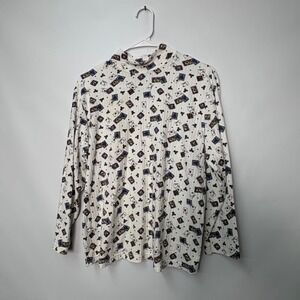 Bobbie Brooks Vintage Christmas Mock Neck Top Plus Size 14W 16W Letters to Santa